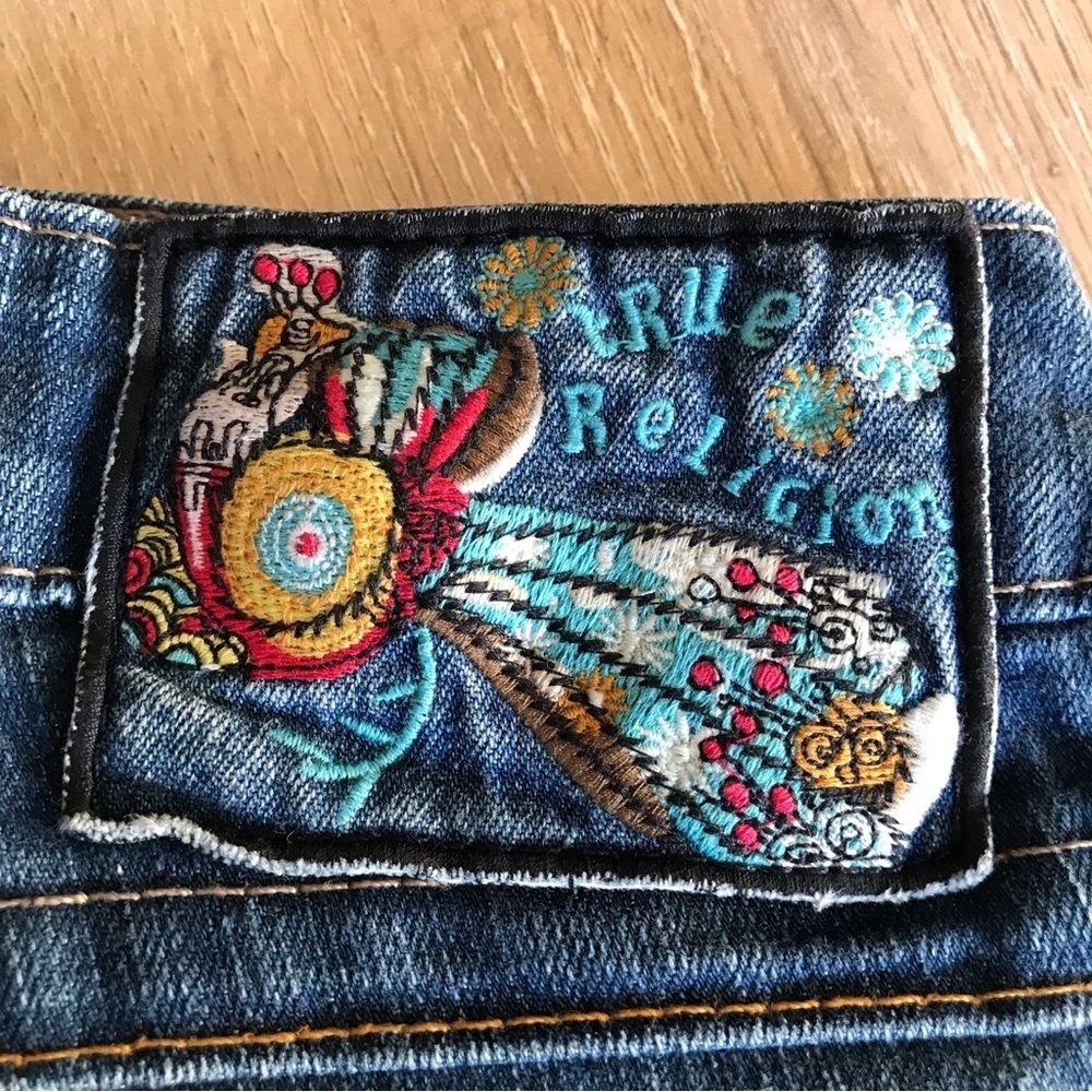 True Religion Jeans Blingy buttons amber rhinestones Y2K - Picture 4 of 13